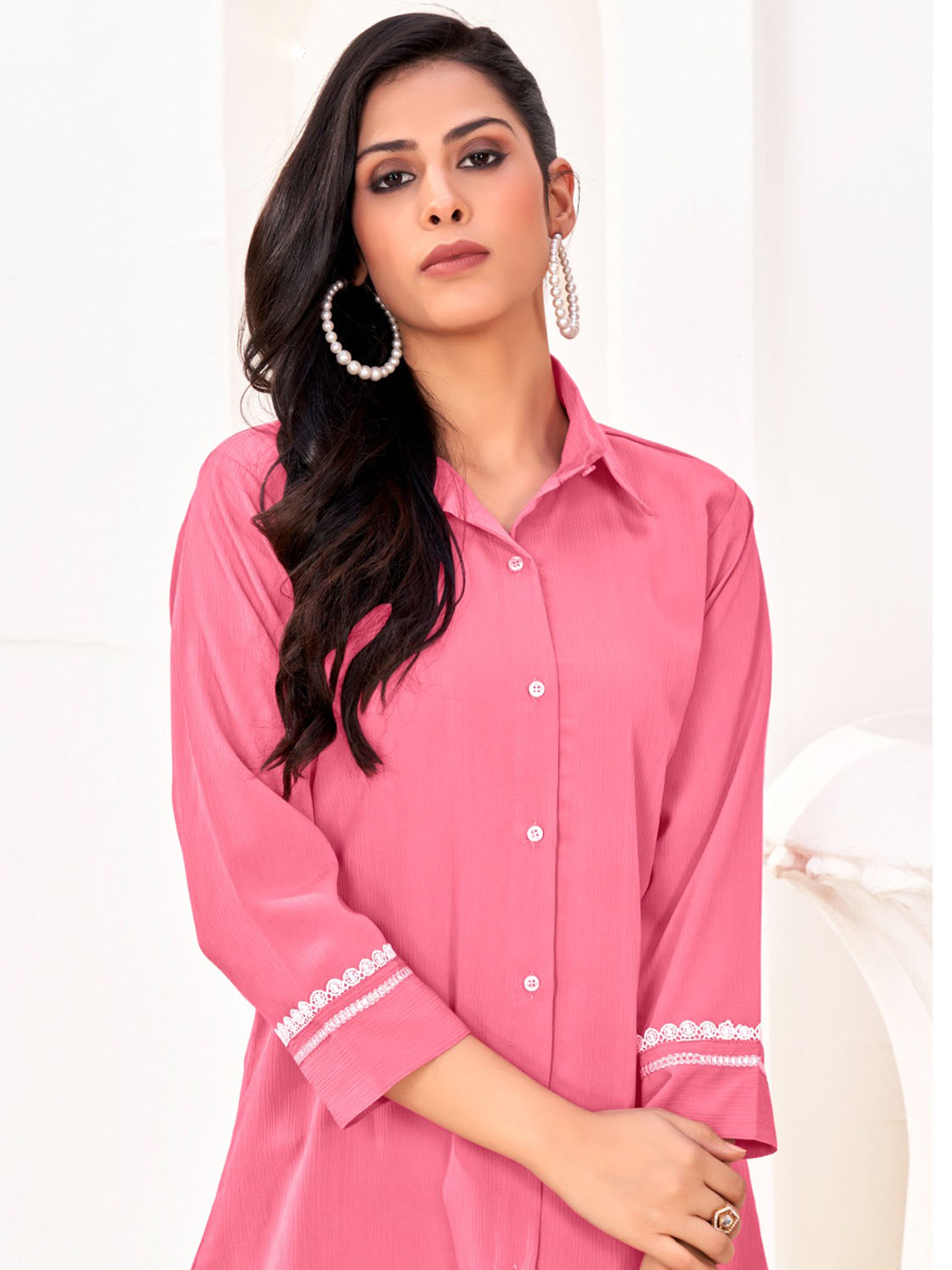 Pink Classic Cotton Shirts for Women – Stylish & Professional Office Wear