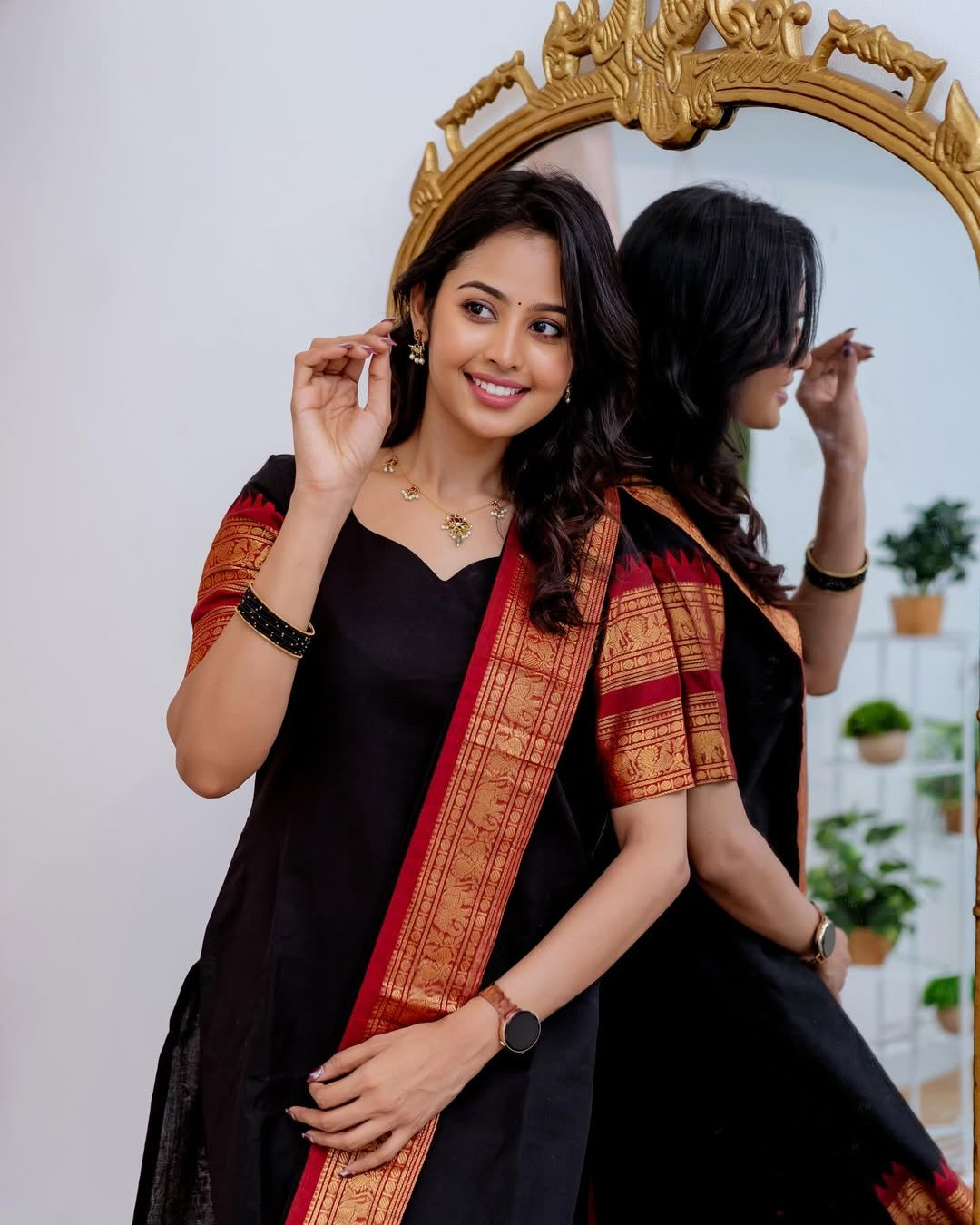 Black Kanchi Cotton Kurti with Dupatta