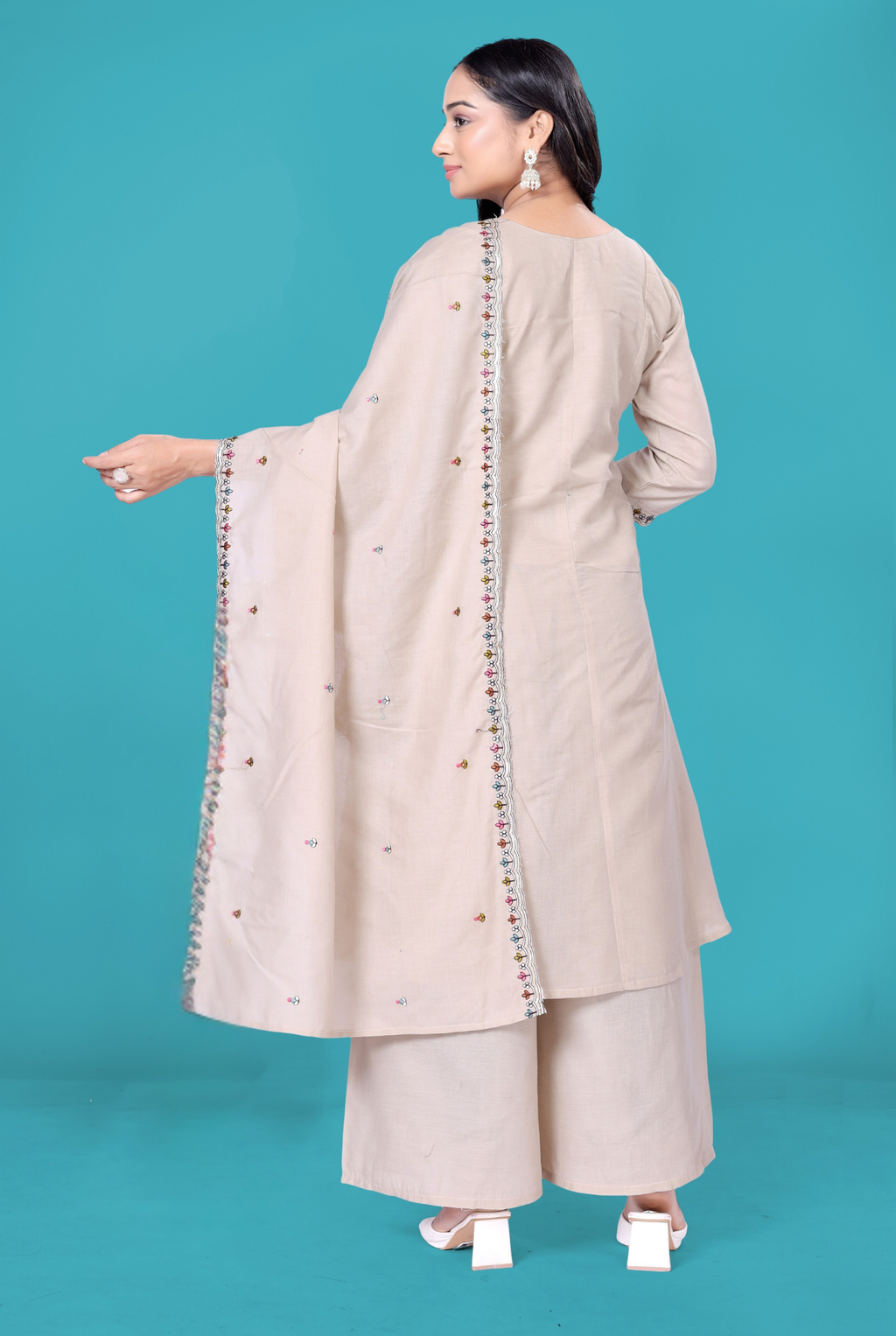 Butterfly Cotton Blend Embroidered Suit Set with Dupatta | Butterfly Design Kurta Set | PC Cotton