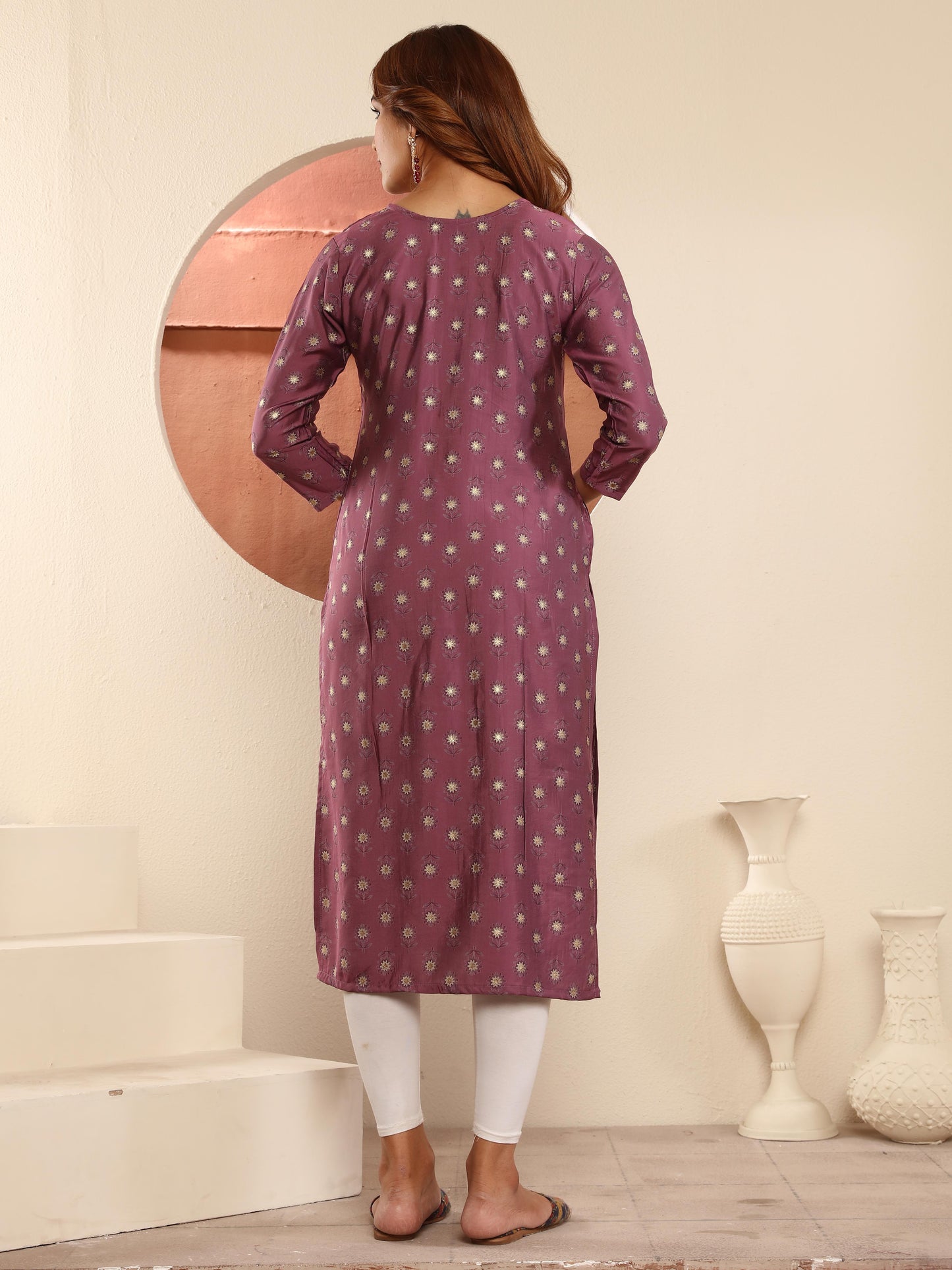 Purple Printed Muslin Kurti for Women – Casual & Daily Wear