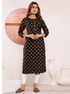Black Printed Muslin Kurti for Women – Casual & Daily Wear