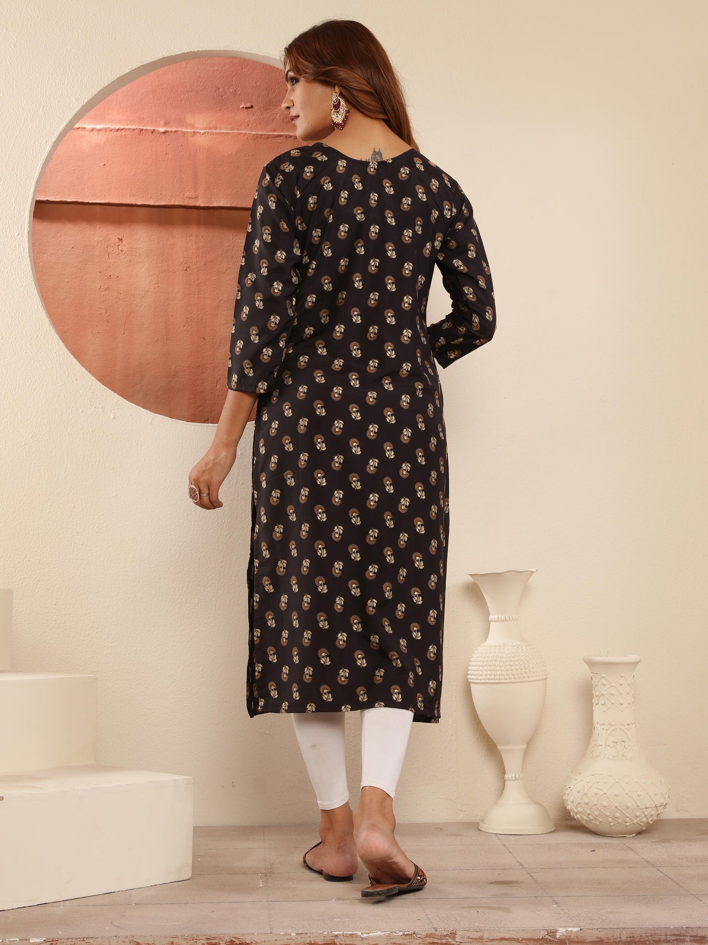 Black Printed Muslin Kurti for Women – Casual & Daily Wear