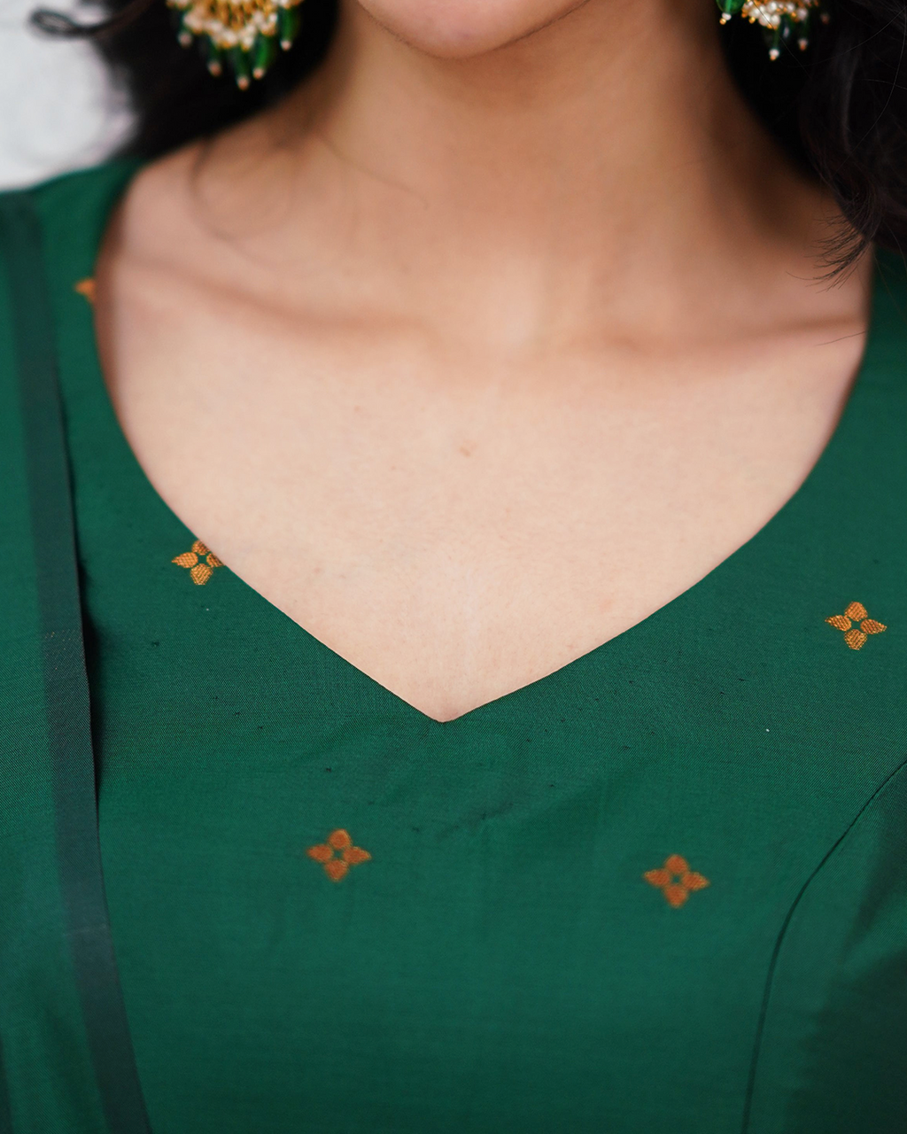 Emerald Green Silk Kurti Set with Zari Dupatta
