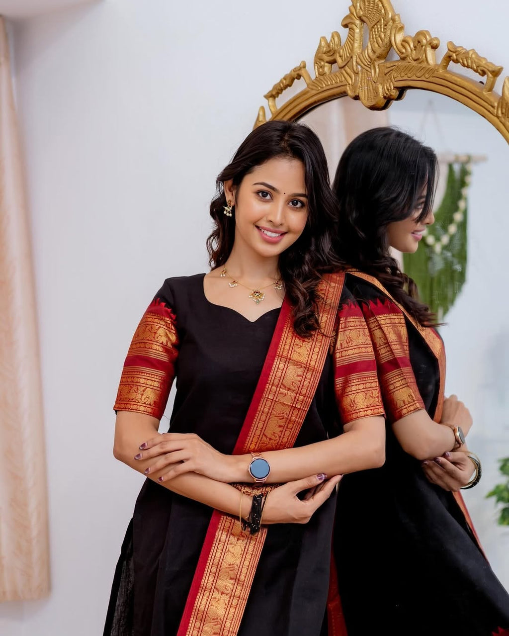 Black Kanchi Cotton Kurti with Dupatta