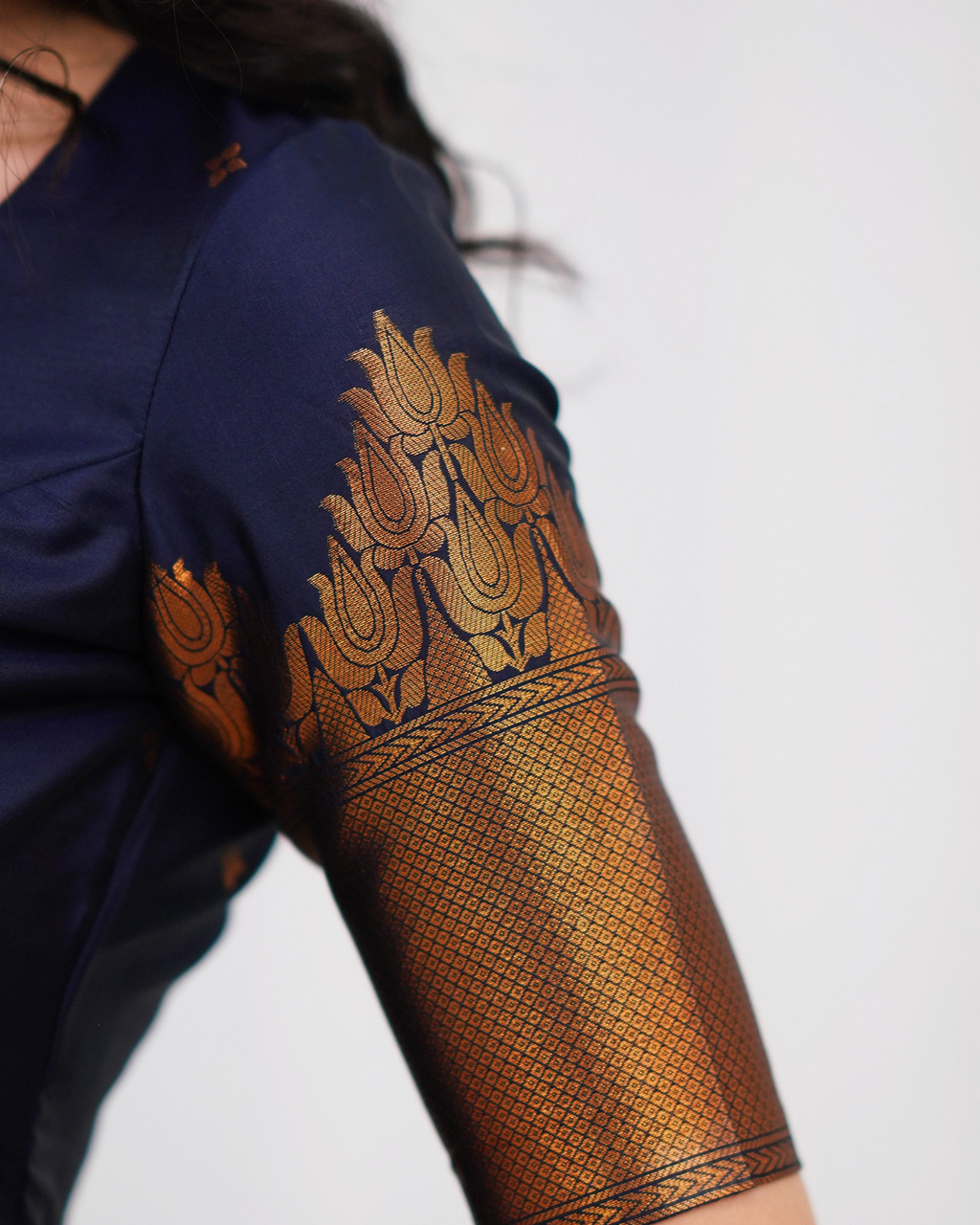 Midnight Blue Silk Kurti Set with Zari Dupatta