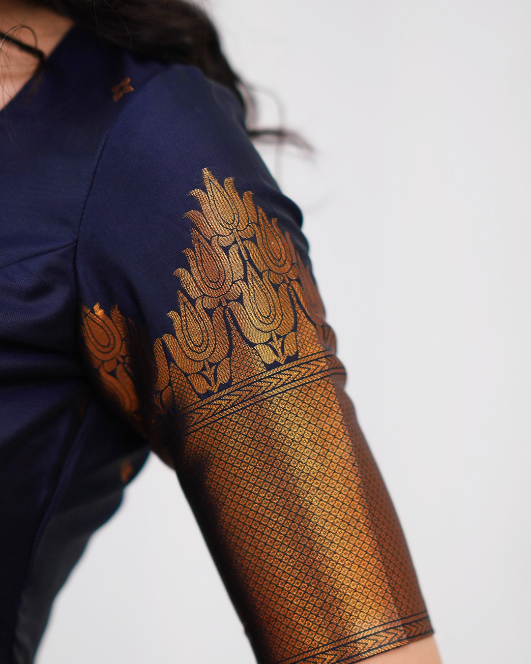 Midnight Blue Silk Kurti Set with Zari Dupatta