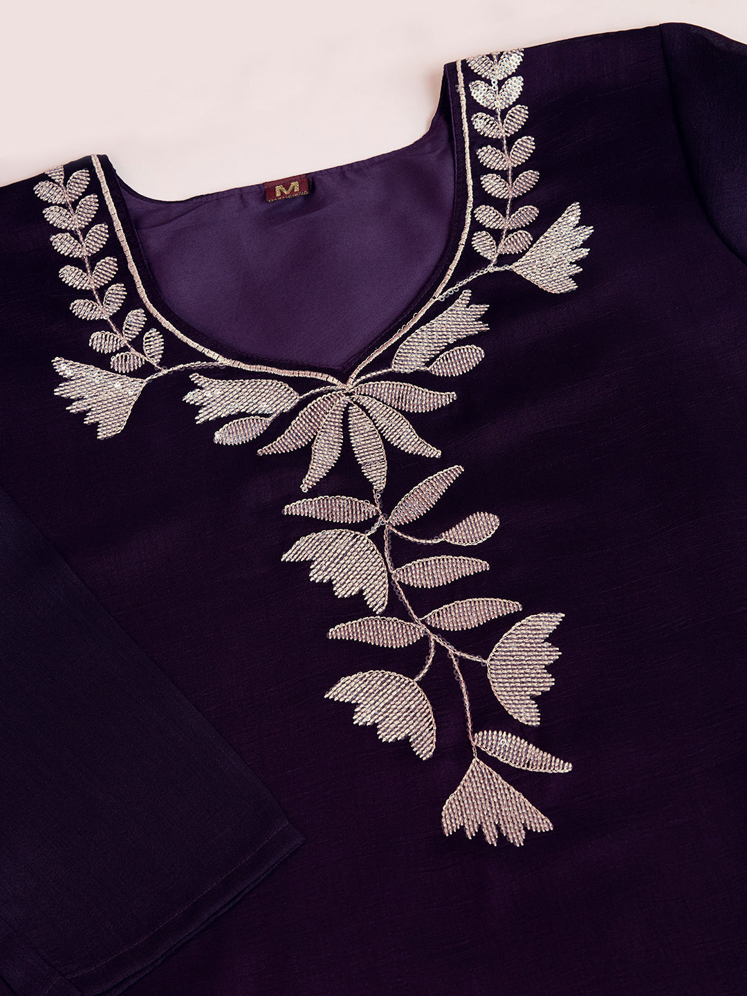Purple Vichitra Silk Suit Set with Dupatta | Designer Sequence Work Kurta Set