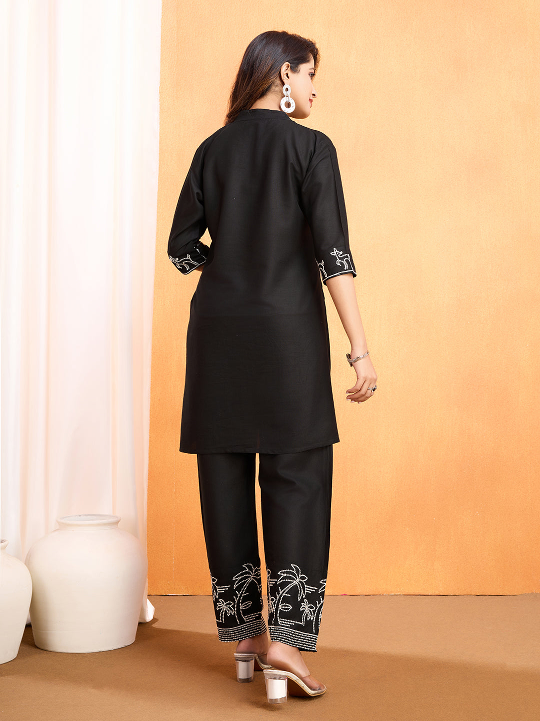 Black Embroidery Work Co-Ord Set