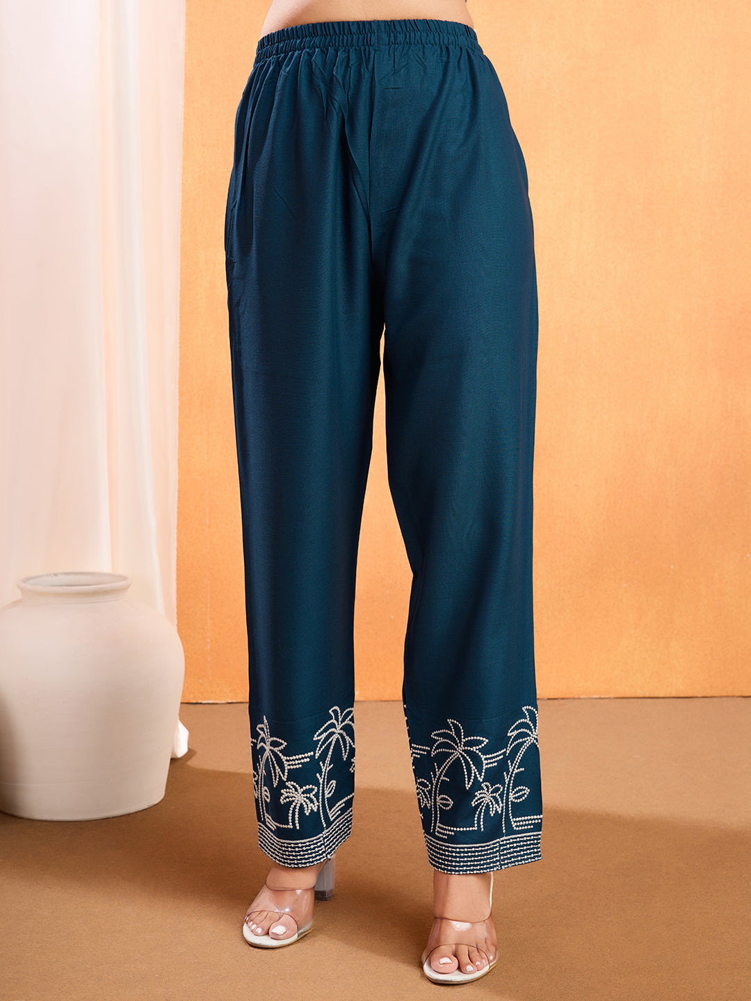 Cyan Blue Embroidery Work Co-Ord Set