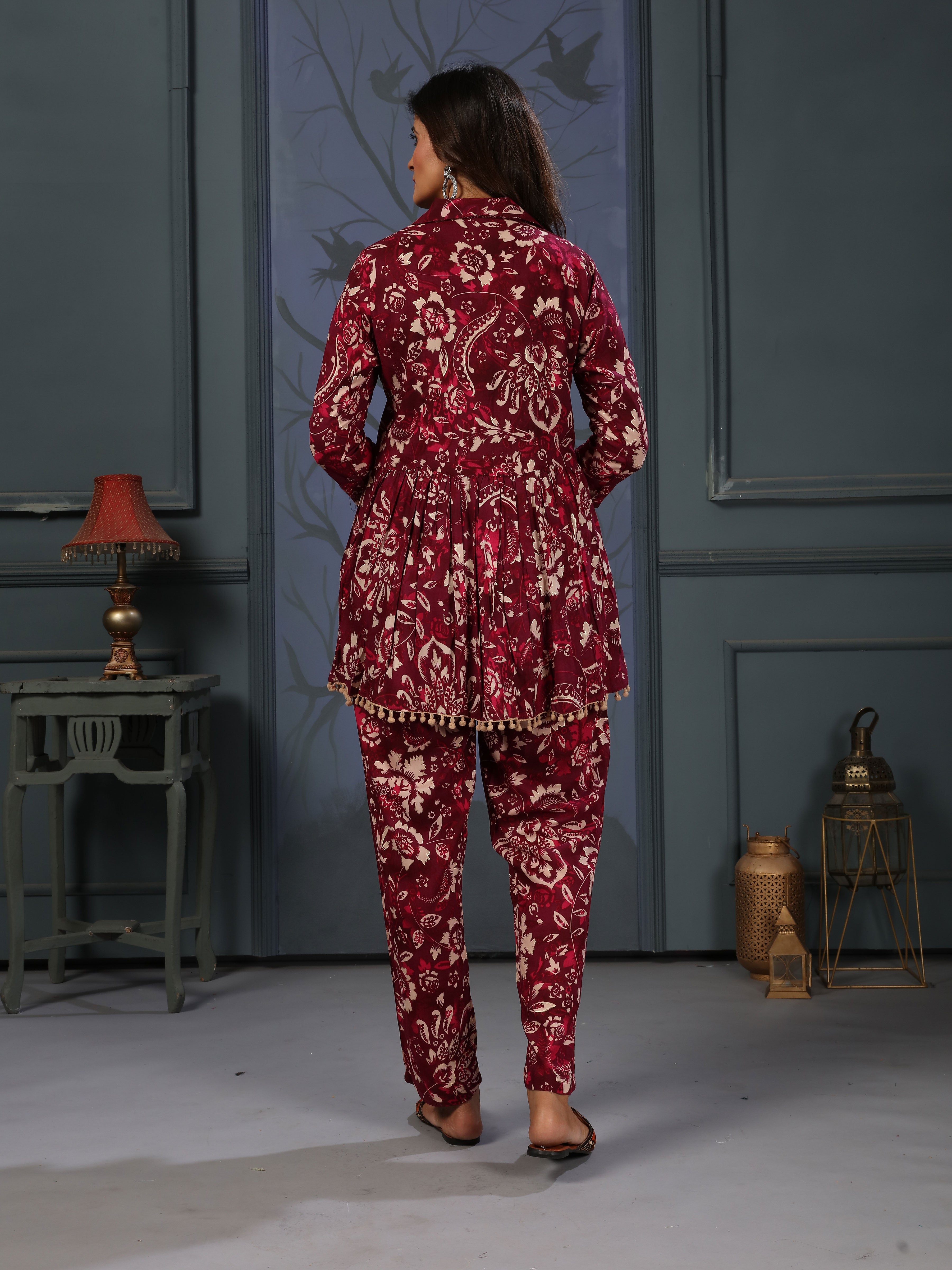 Magenta Floral Print Co-ords Set for Women – Stylish Daily & Office Wear