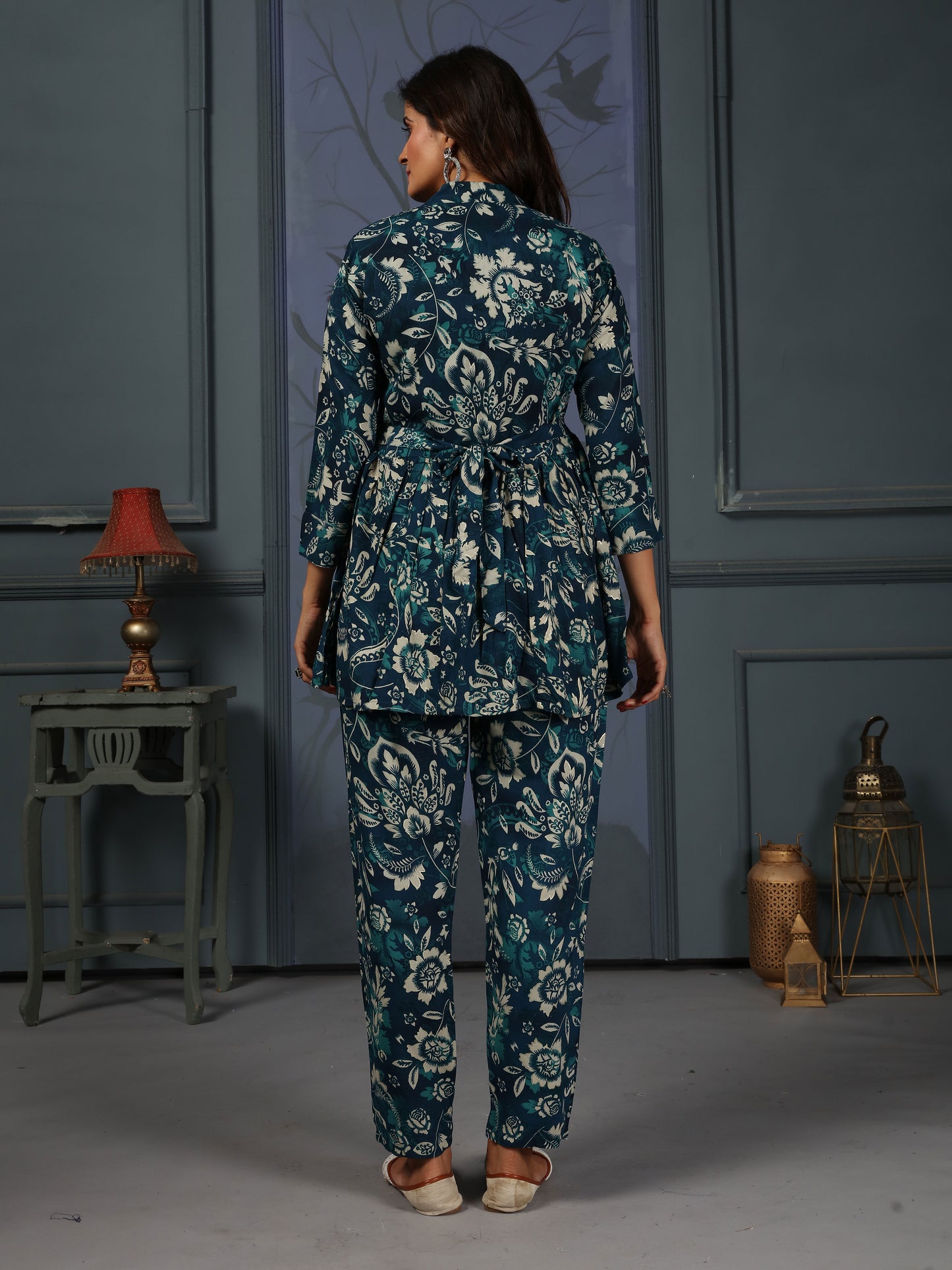 Navy Blue Floral Print Co-ords Set for Women – Stylish Daily & Office Wear