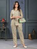 Brown Green Printed Rayon Stylish Co-ord Sets for Office Daily Workwear Looks