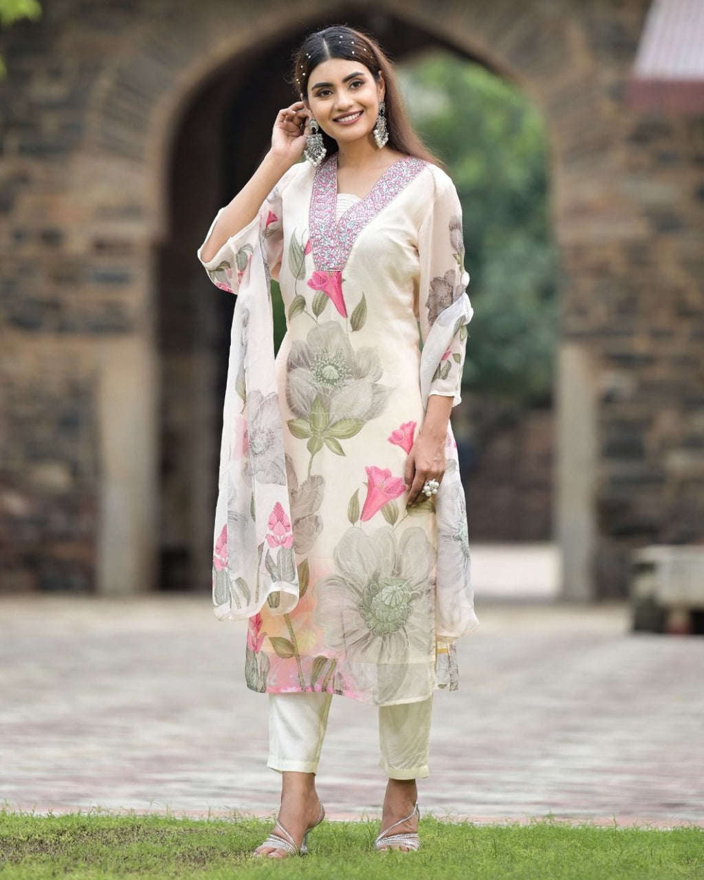 Georgette Suit Set with Dupatta | Elegant Printed & Embroidered Kurta Set
