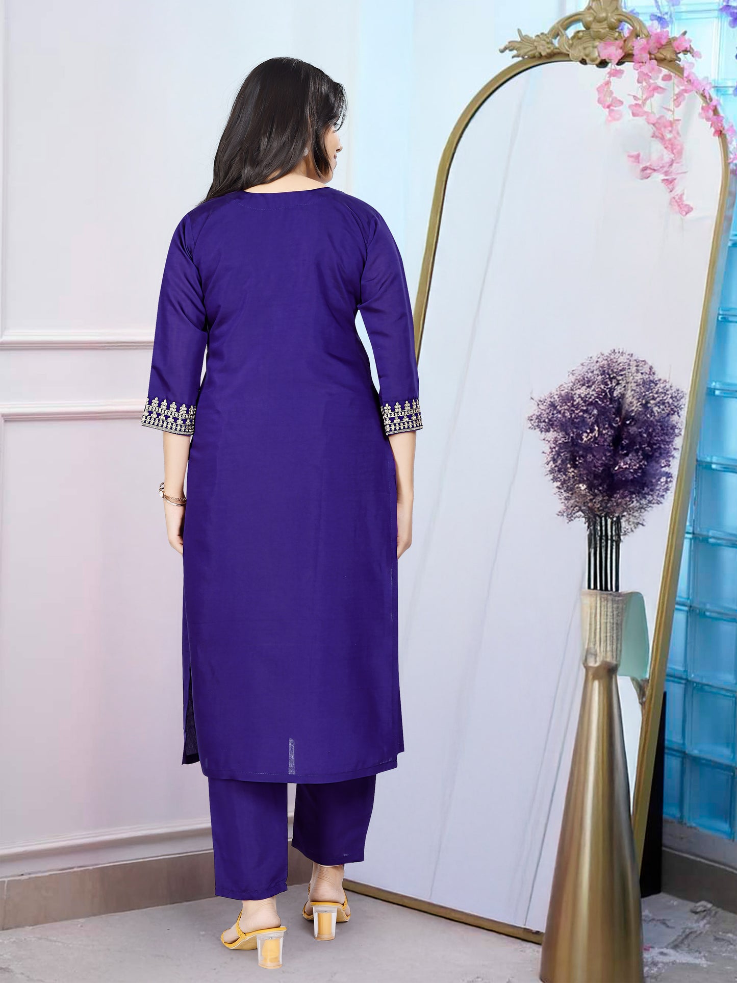 Elegant Blue-Purple Anarkali Kurta Set with Dupatta – Timeless Ethnic Charm