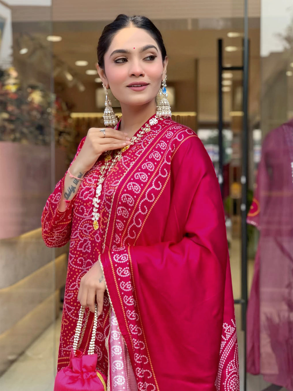 Red Viscose Silk Suit Set with Dupatta | Designer Printed & Embroidered Kurta Set