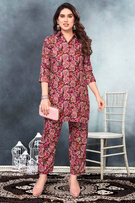 Pink Floral Print Co-Ord Set for Women – Stylish & Trendy