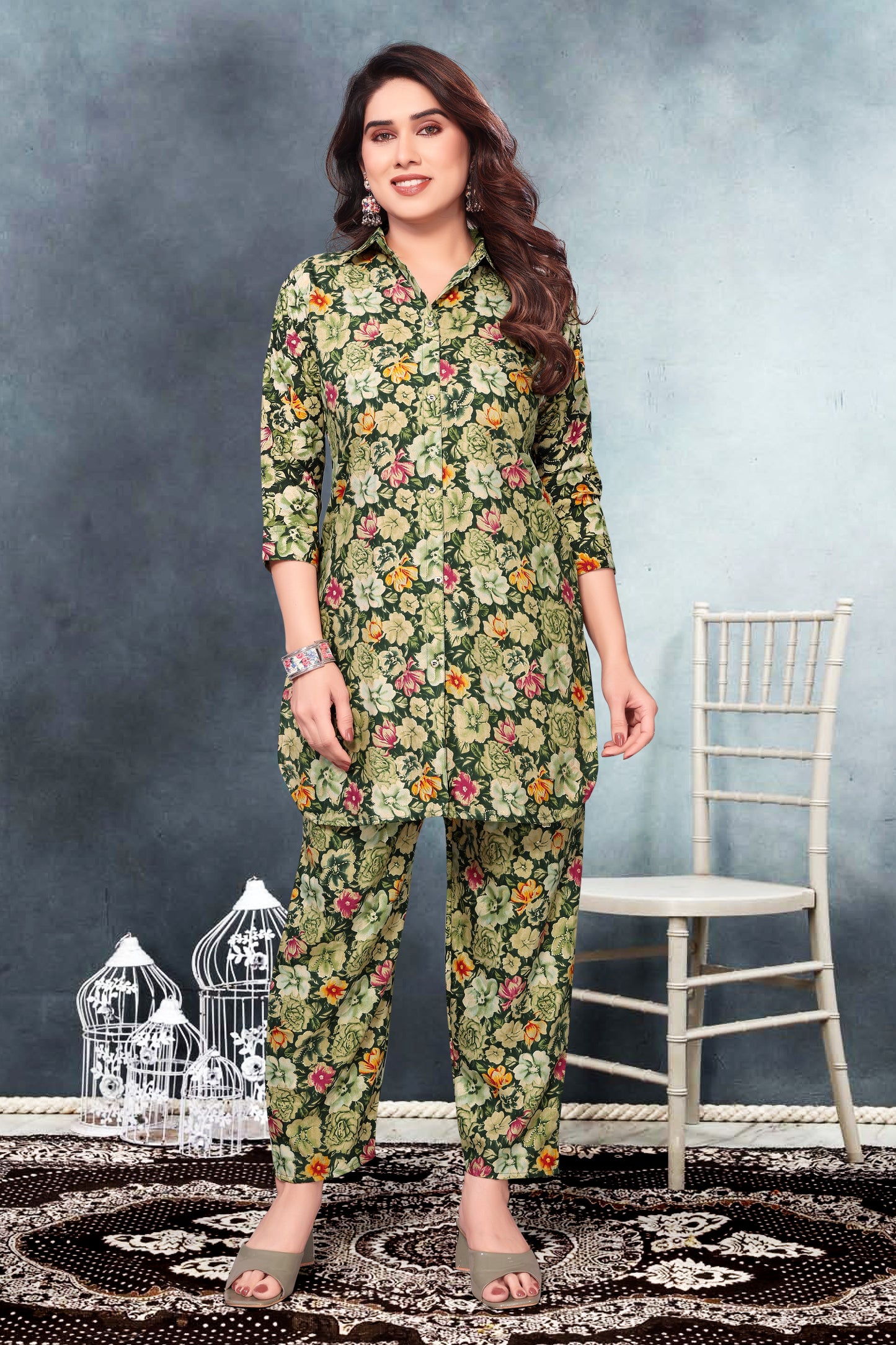 Green Floral Print Co-Ord Set for Women – Stylish & Trendy