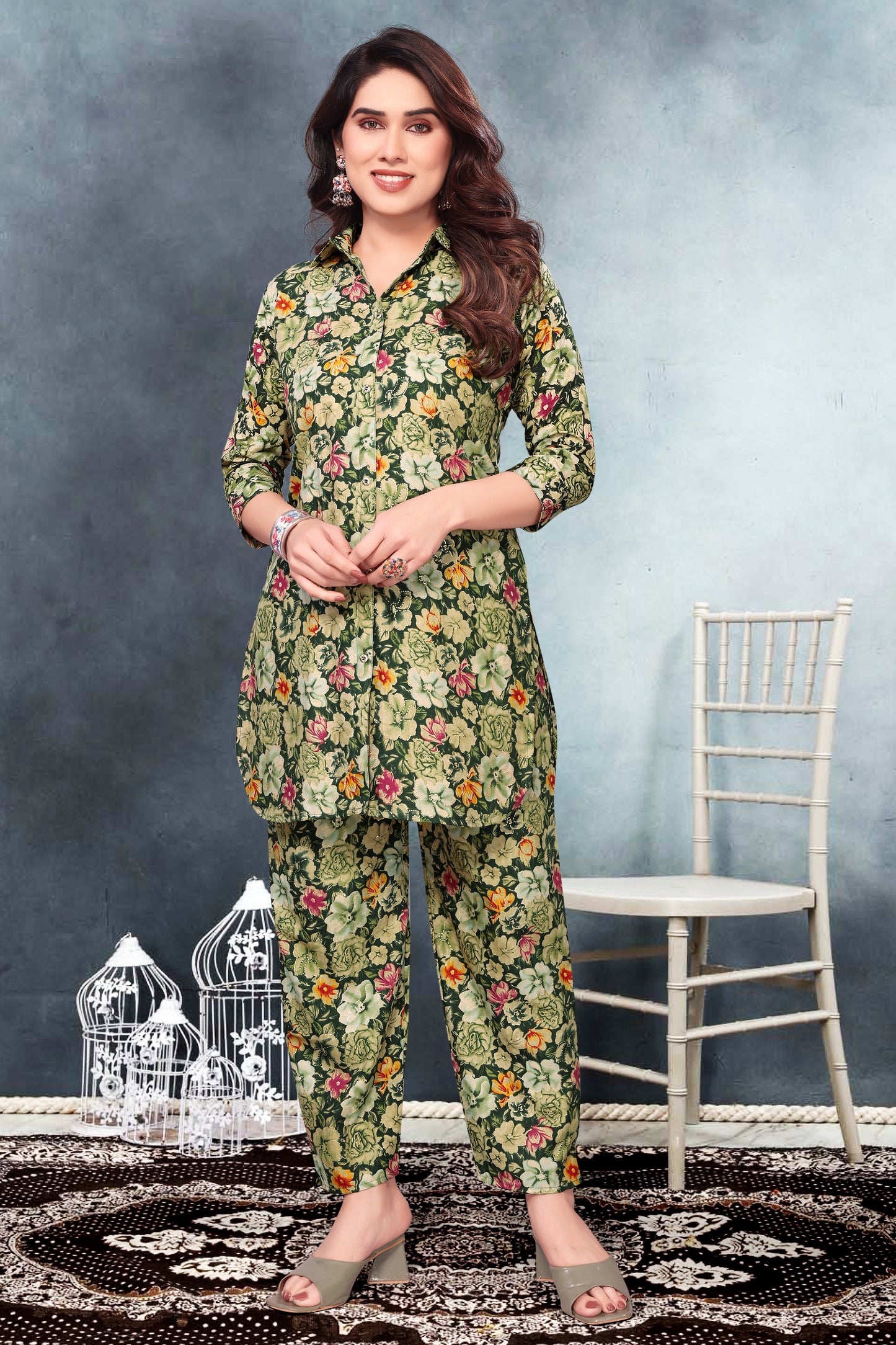 Green Floral Print Co-Ord Set for Women – Stylish & Trendy