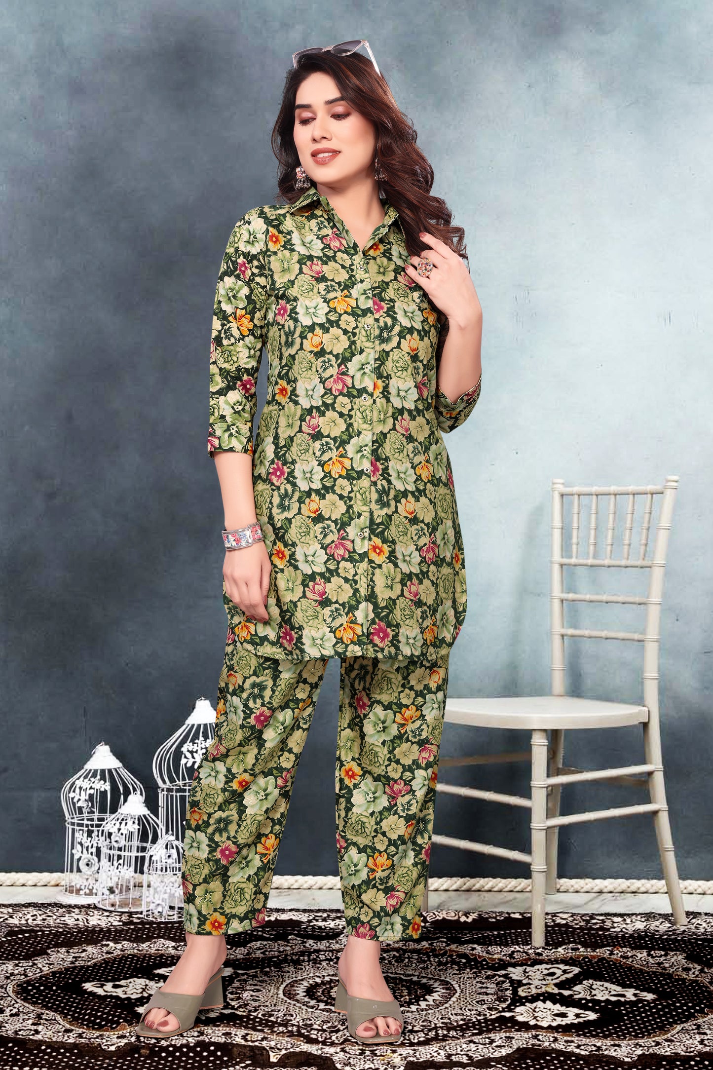 Green Floral Print Co-Ord Set for Women – Stylish & Trendy