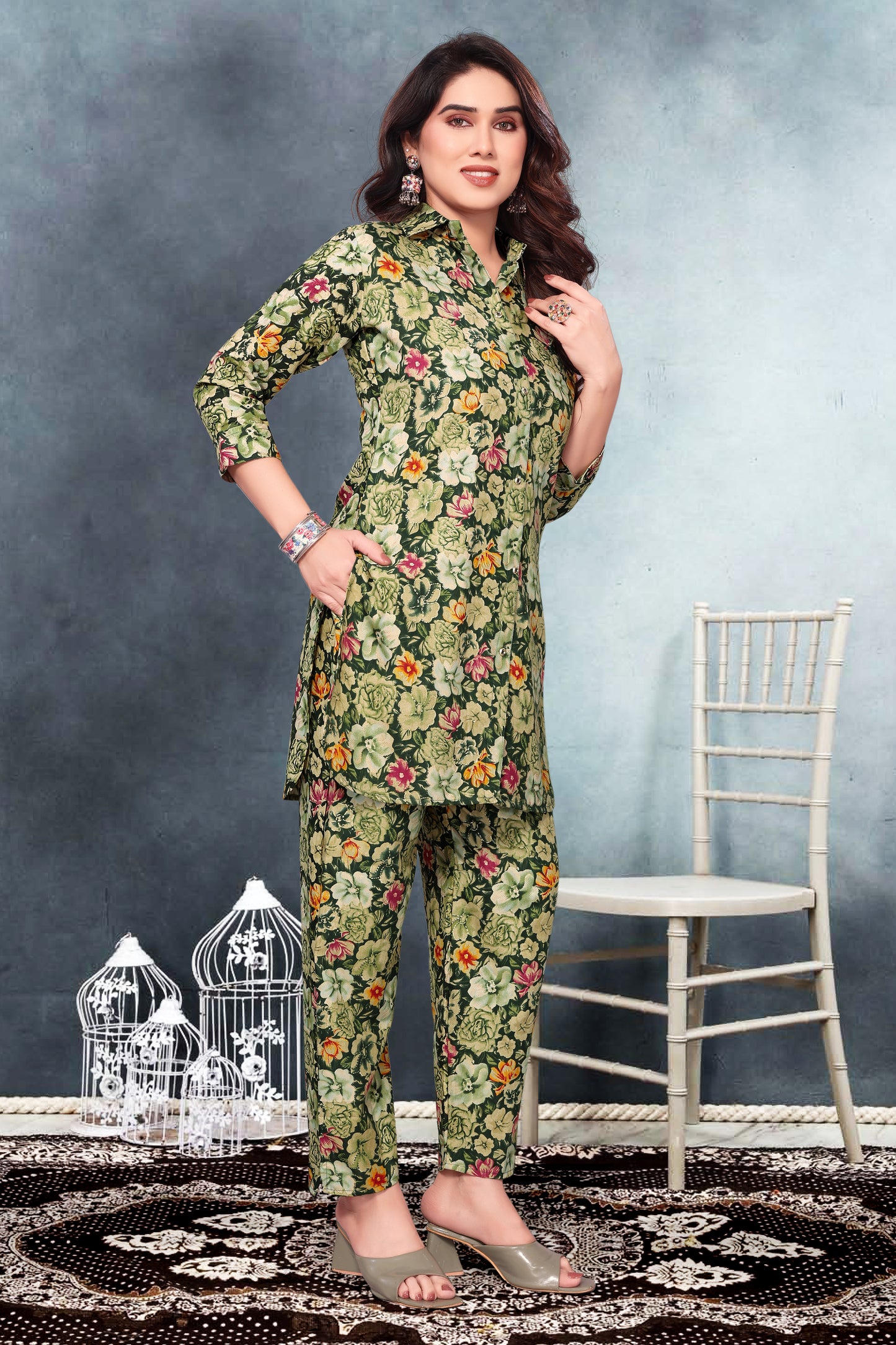 Green Floral Print Co-Ord Set for Women – Stylish & Trendy