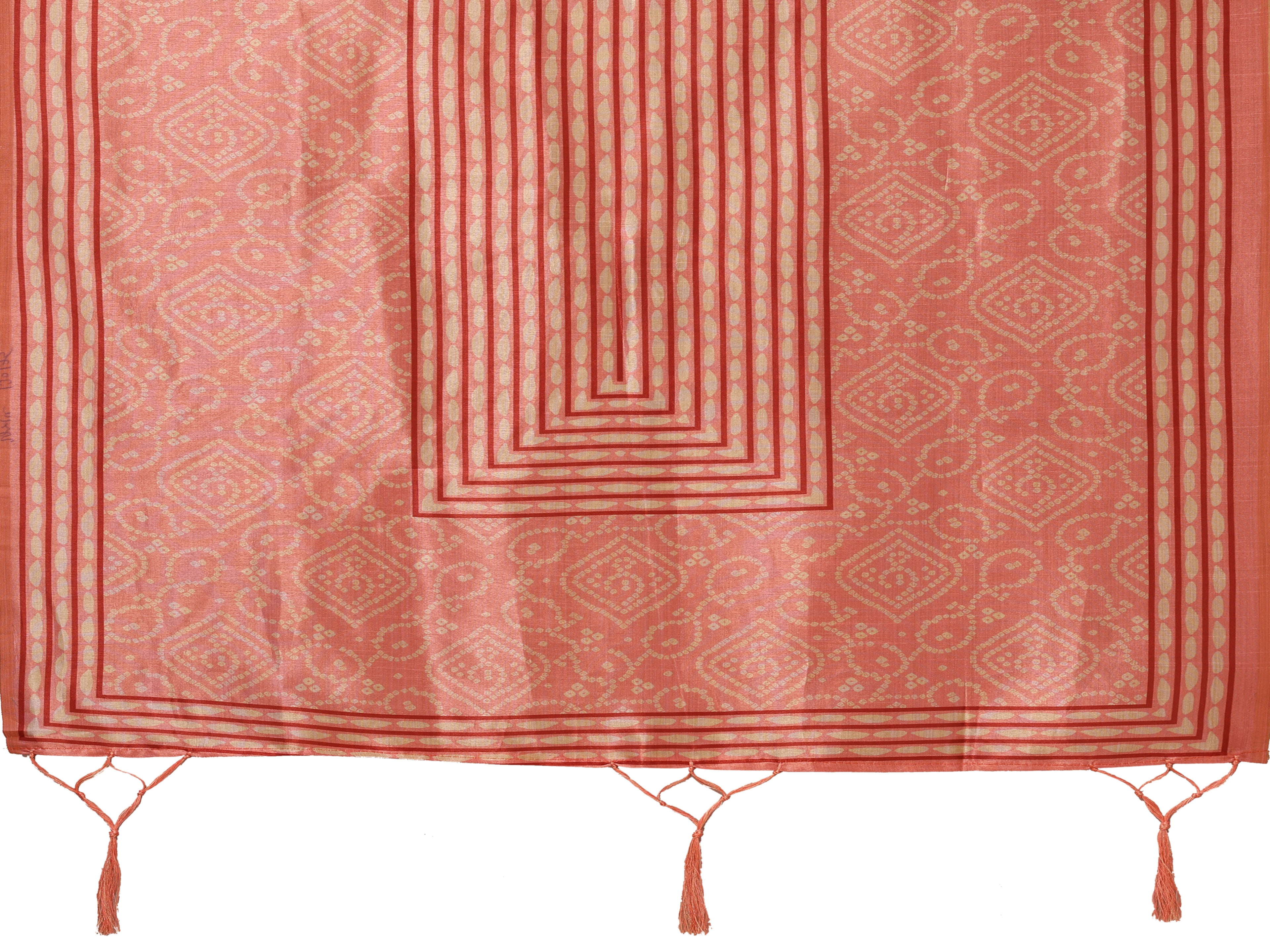 Peach Floral Woven Design Viscose Kurta set with Dupatta
