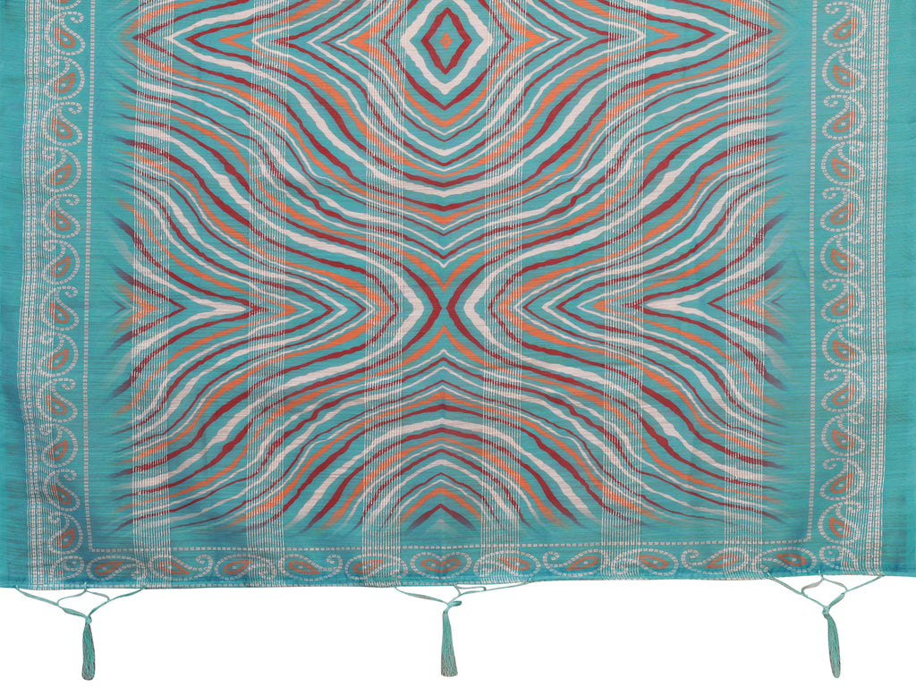 Blue Floral Woven Design Viscose Kurta set with Dupatta