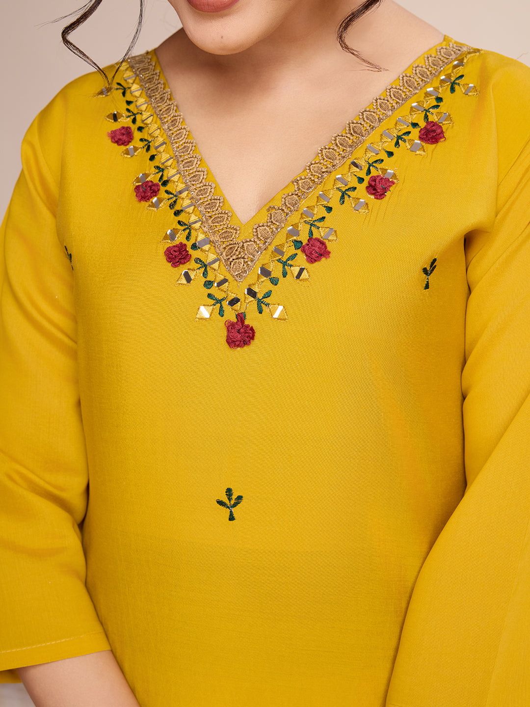 Yellow Roman Silk Suit Set with Chanderi Dupatta