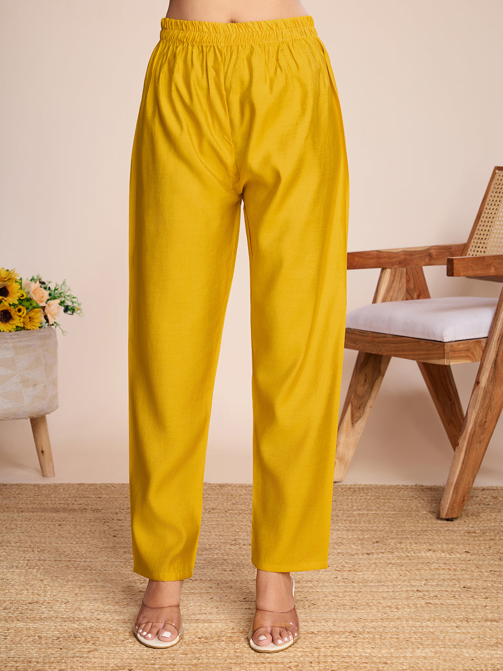 Yellow Roman Silk Suit Set with Chanderi Dupatta
