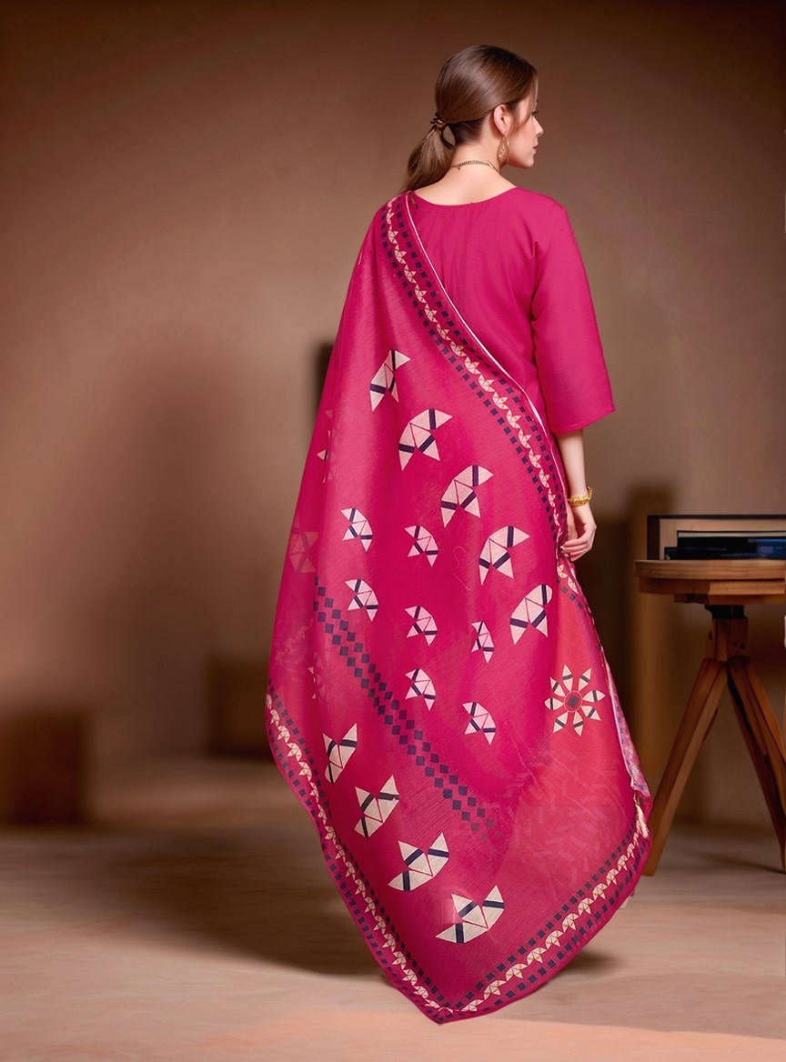 Magenta Mirror Work Kurta Set with Dupatta – Embroidered Indian Ethnic Wear
