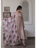 Floral Organza Dupatta Chinon Suit Set