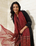 Classic Black Viscose Suit Set with Red Printed Dupatta