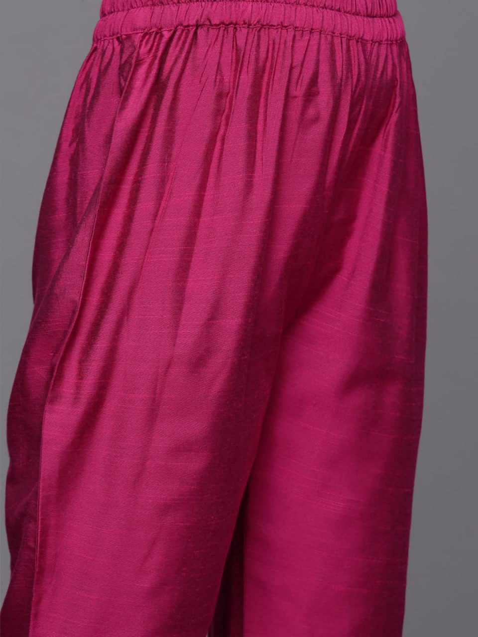 Luxury Rani Pink Embroidered Roman Suit Set with Chanderi Dupatta