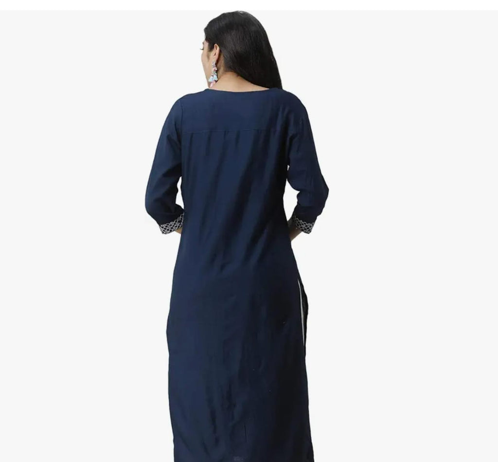 Royal Navy Blue Viscose Suit Set with Banarasi Chanderi Dupatta