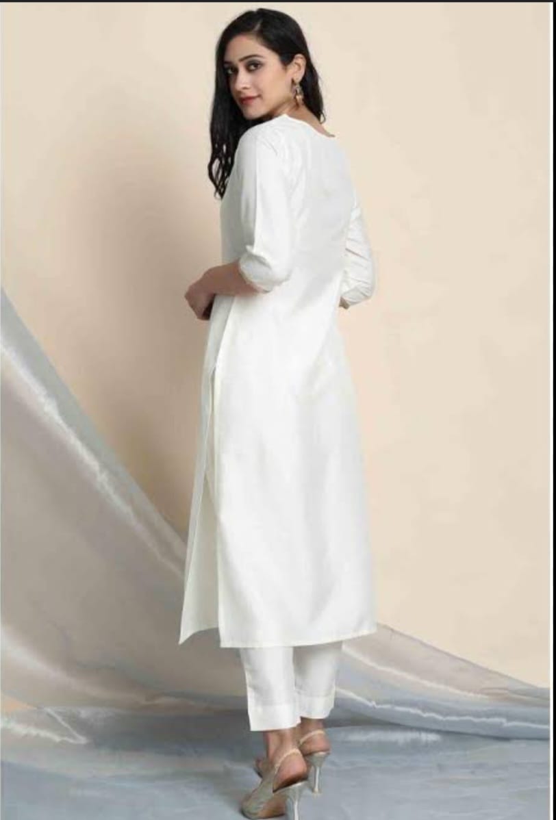 Cream Monsoon Suit Set with Floral Chanderi Dupatta