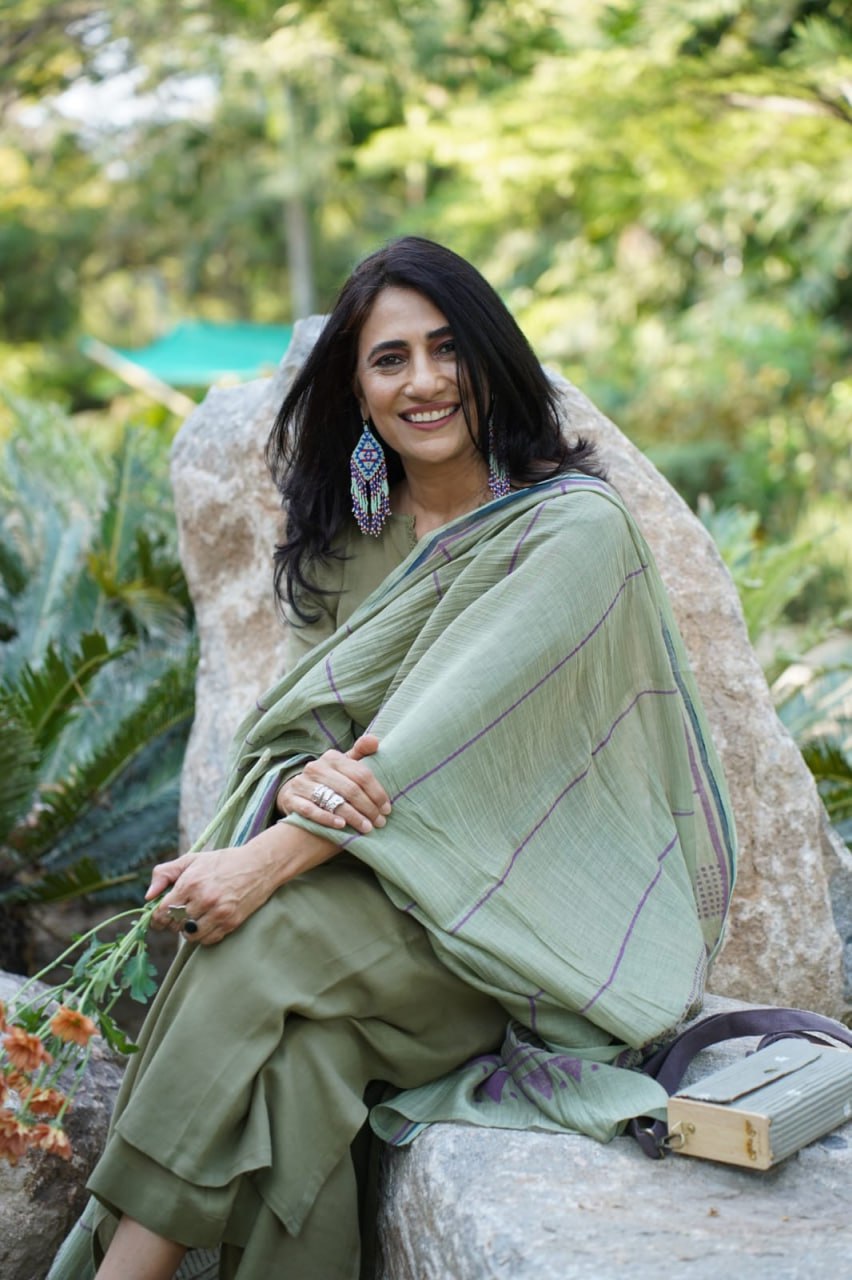 Mehandi Roman Suit Set with Printed Chanderi Dupatta