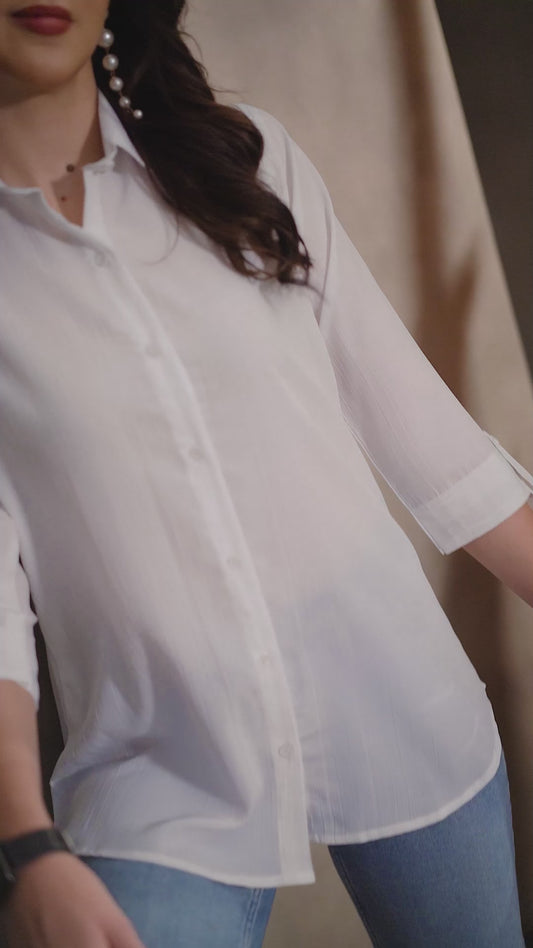 White Cotton Shirt for Women – Formal Office Wear & Business Attire
