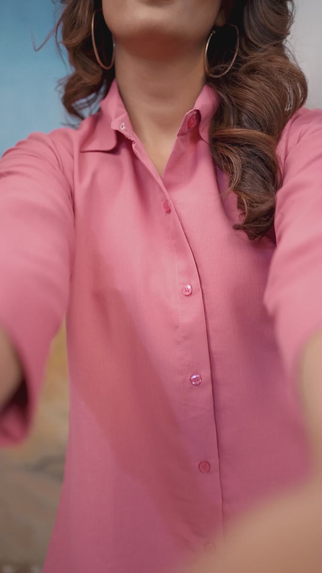 Pink Solid Cotton Shirt for Women – Plain & Comfortable Everyday Wear