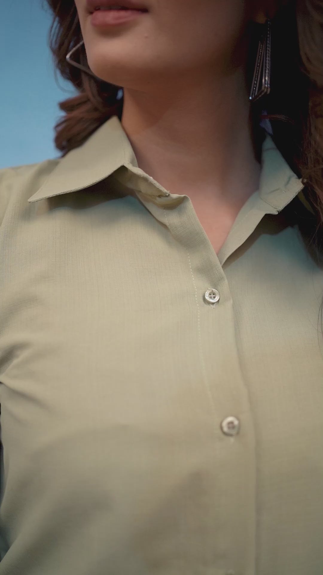 Solid Cotton Light Olive Shirt for Women – Plain & Comfortable Everyday Wear