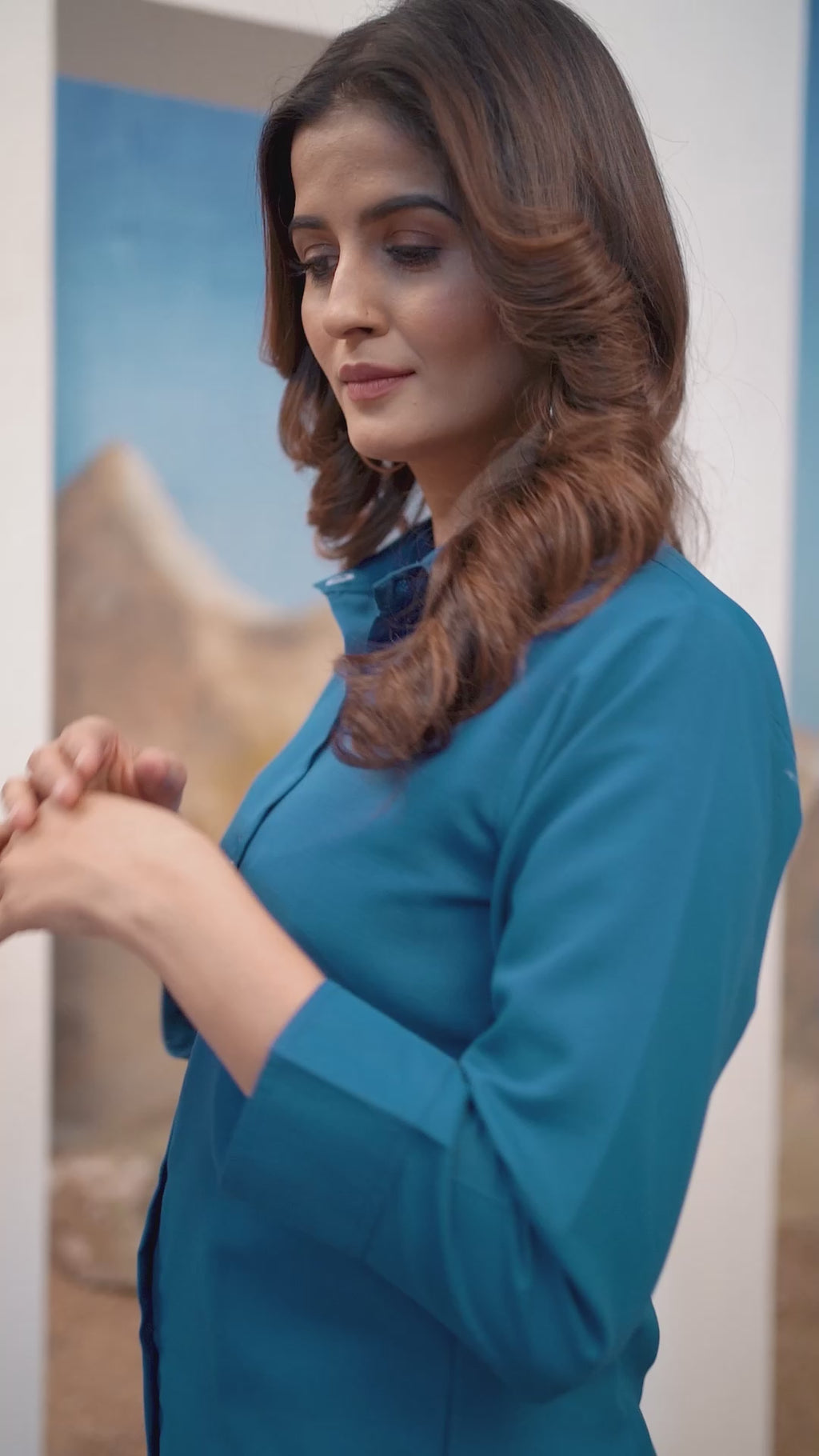 Women's Solid Blue Cotton Professional Shirt – Office Wear & Formal Look