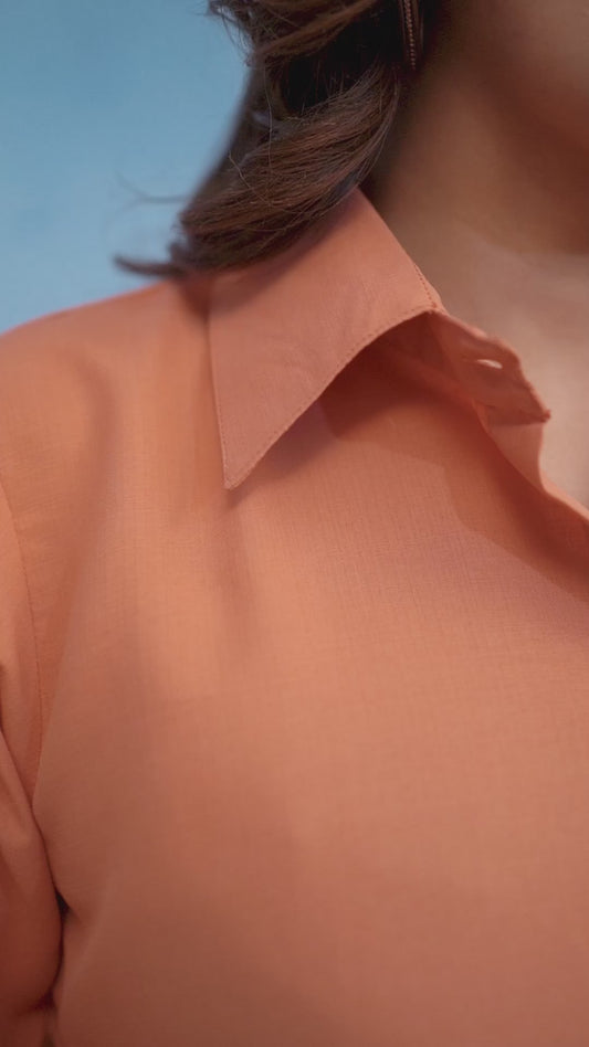 Solid Cotton Peach Shirt for Women – Plain & Comfortable Everyday Wear