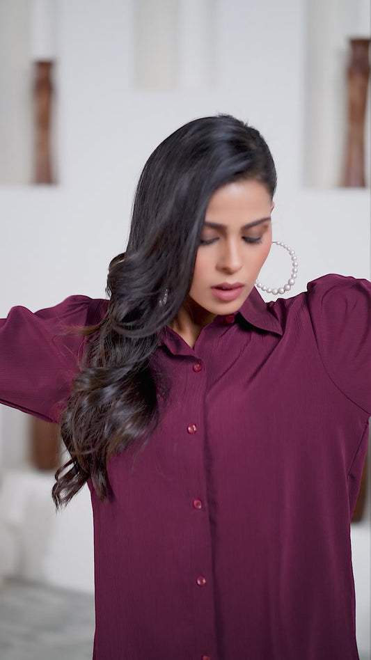 Purple Office-Ready Women’s Cotton Shirt – Stylish & Breathable