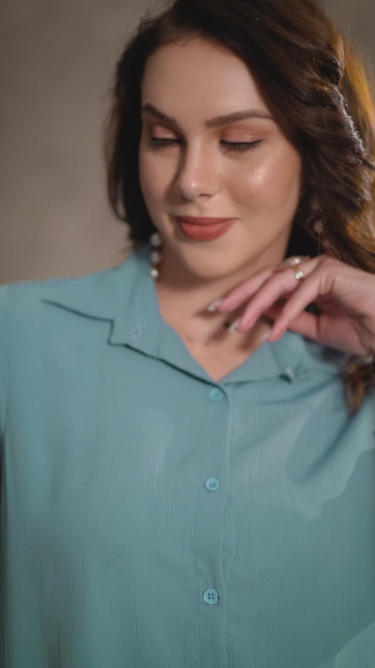 Light Grey Cotton Shirt for Women – Formal Office Wear & Business Attire